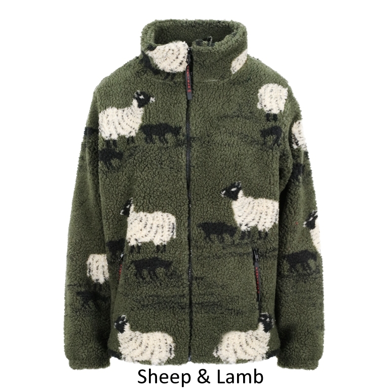 British Made Sherpa Fleece Jacket unique design Sheep & lamb